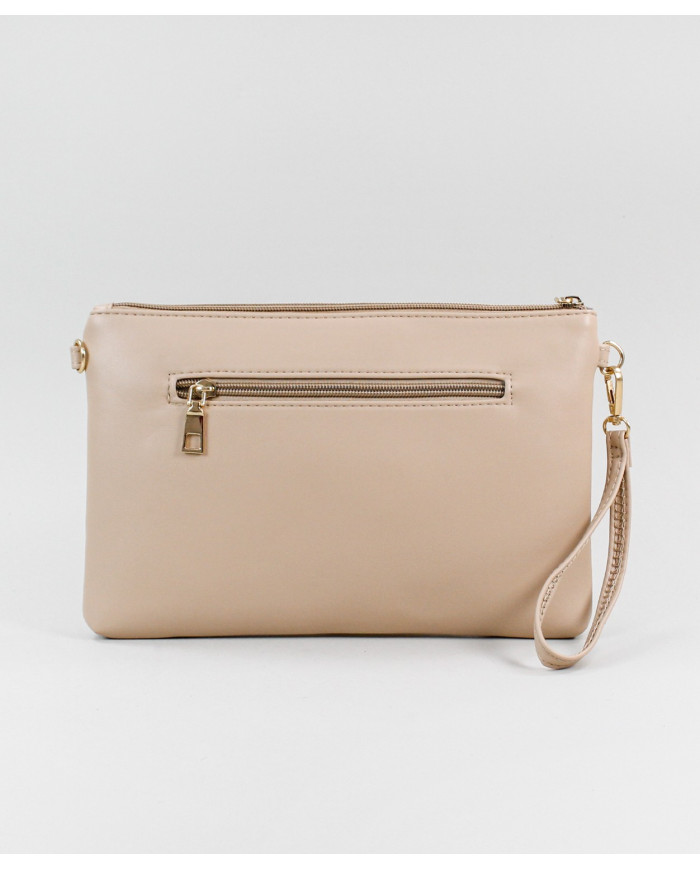 Clutch Feminina Taupe com Alça Removível