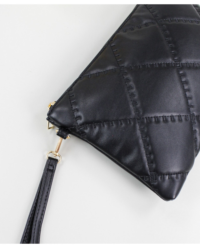 Embrague femenino negro con mango extraíble