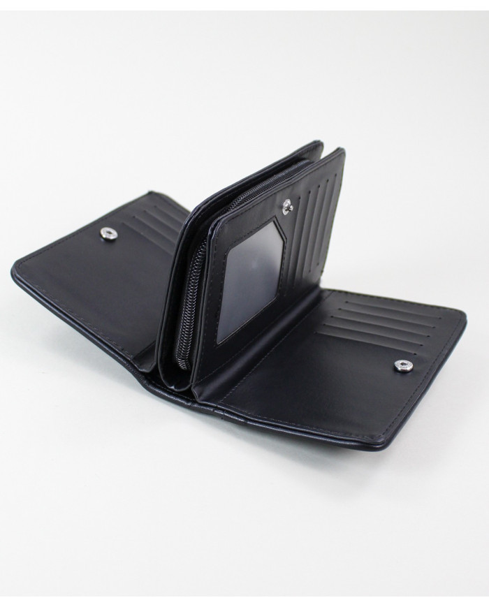 Women's Black Wallet with Seams