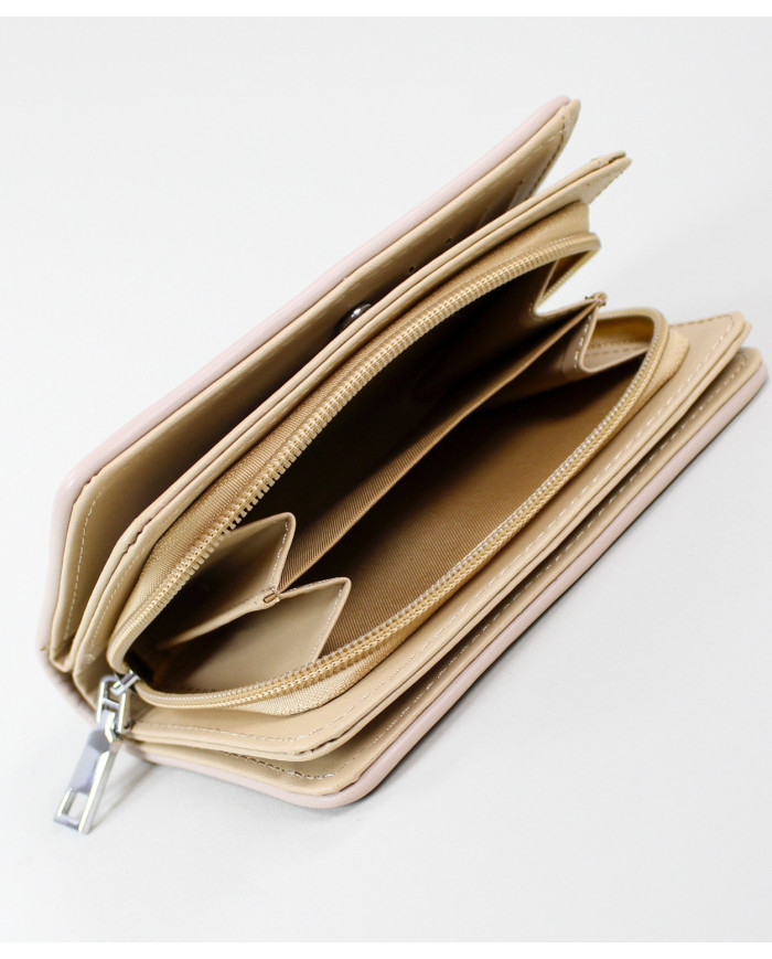 Ladies Taupe Wallet with Seams