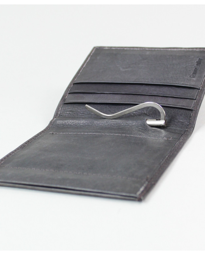 Cartera gris de hombres con clip para notas