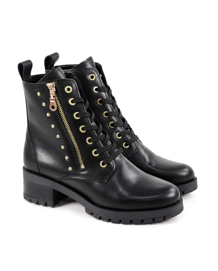 Botas Militares Pretas de Mulher Ginova com Tachas