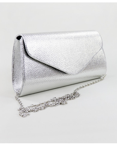 Pochete Prata de Senhora com Textura Metalizada