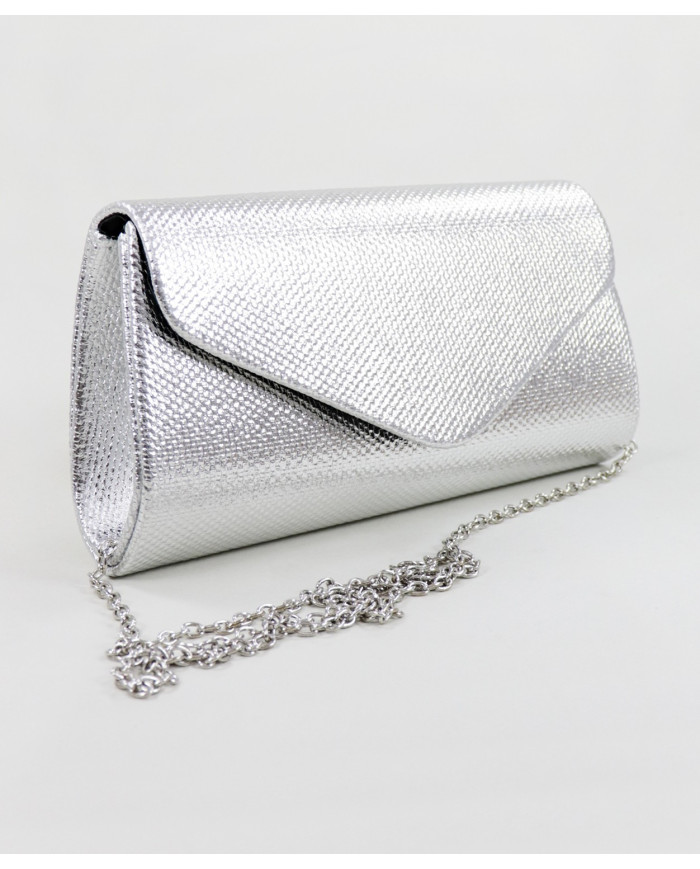 Pochete Prata de Senhora com Textura Metalizada