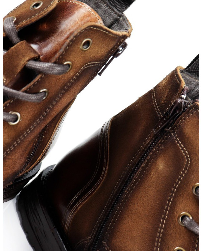 Botas de Homem em Camel de Acabamento Vintage Ginova