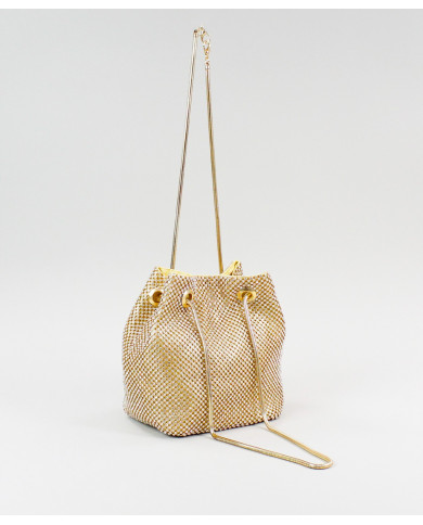 Mala Bucket Dourada com Brilhantes