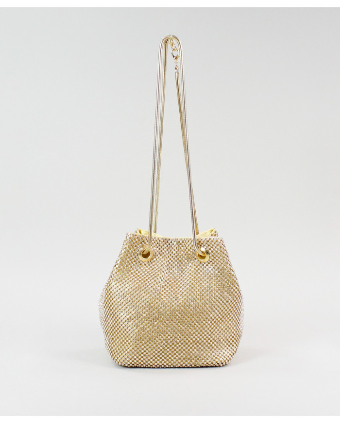 Mala Bucket Dourada com Brilhantes
