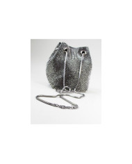 Mala Bucket Preto Metálico com Brilhantes