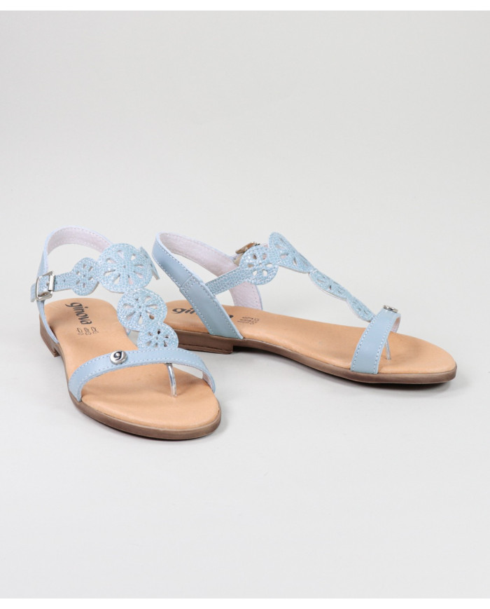Blue Sandals of Lady with Apertar Strip