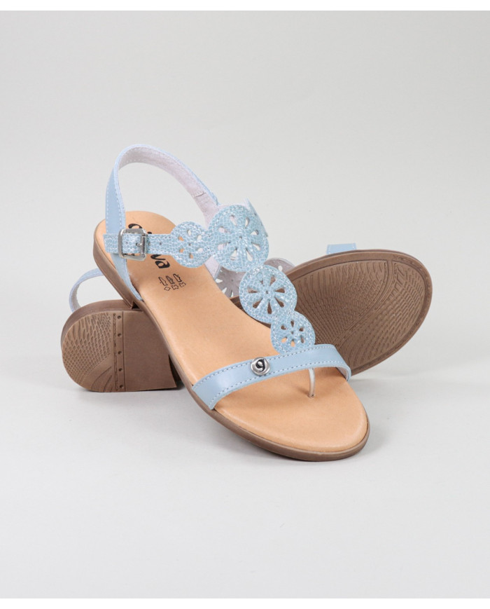 Blue Sandals of Lady with Apertar Strip