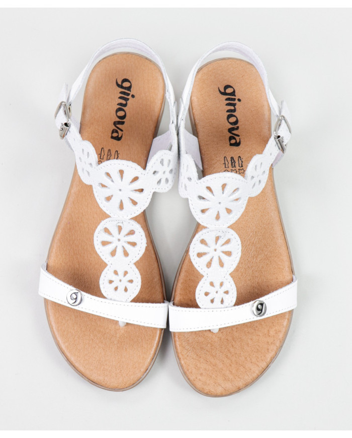 Ladies White Sandals with Apertar Strip