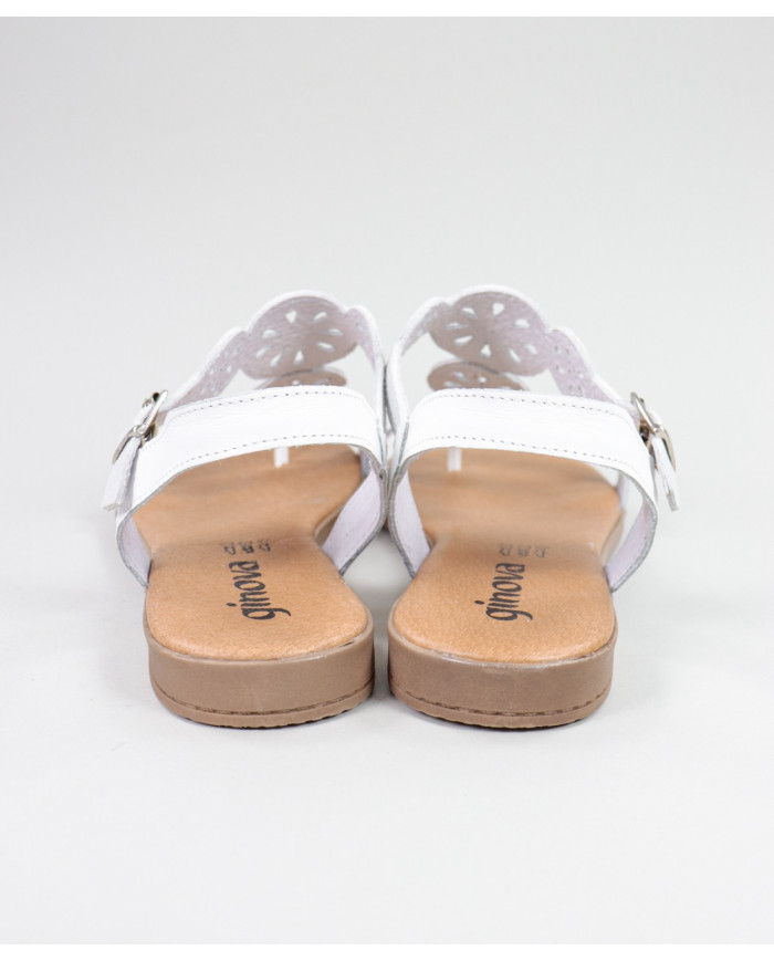 Ladies White Sandals with Apertar Strip