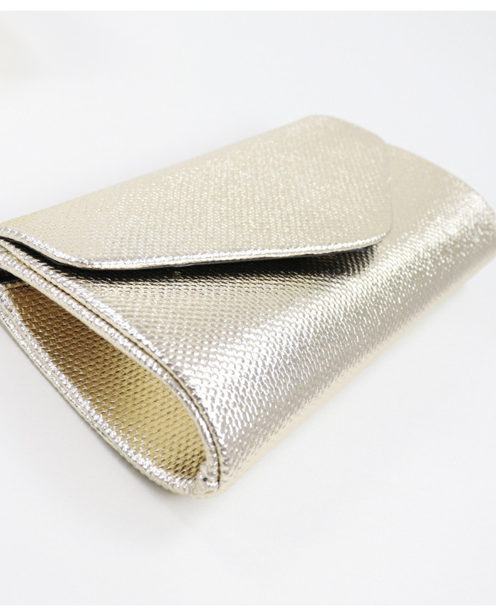 Pochete Dourada de Senhora com Textura Metalizada