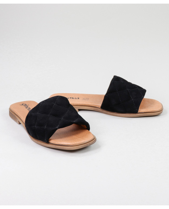Black Ms. Ginova Slippers with Seams