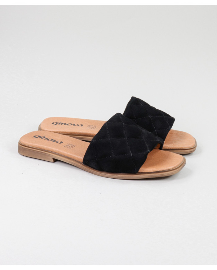 Black Ms. Ginova Slippers with Seams
