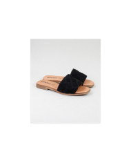 Chinelos Pretos de Senhora Ginova com Costuras