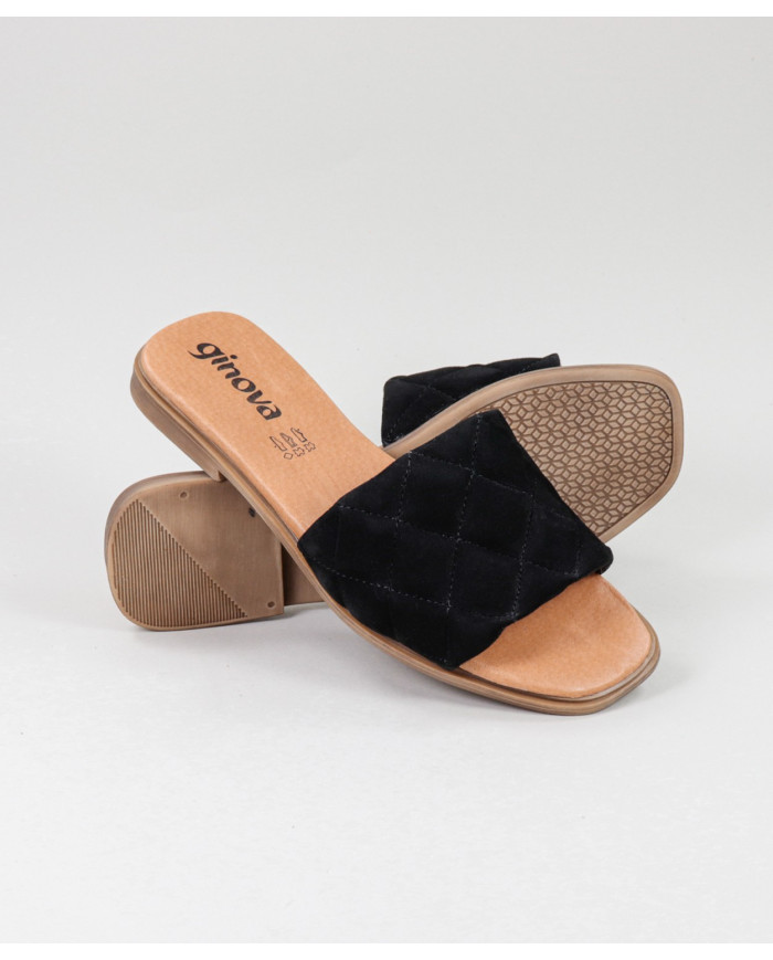 Black Ms. Ginova Slippers with Seams