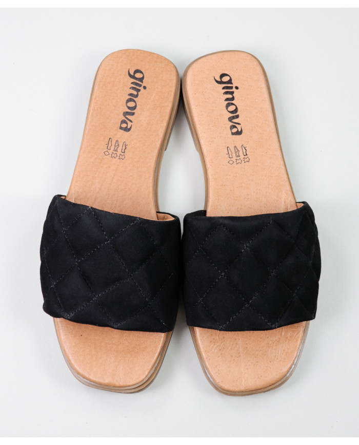 Black Ms. Ginova Slippers with Seams