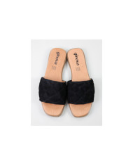 Black Ms. Ginova Slippers with Seams