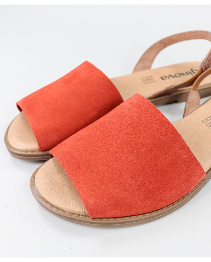 Ladies Red Sandals with Strip on the Front