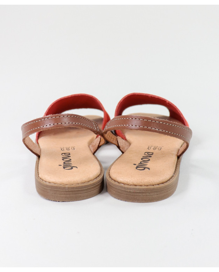 Ladies Red Sandals with Strip on the Front