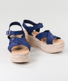 Sandálias Azuis de Senhora Ginova de Tiras Cruzadas