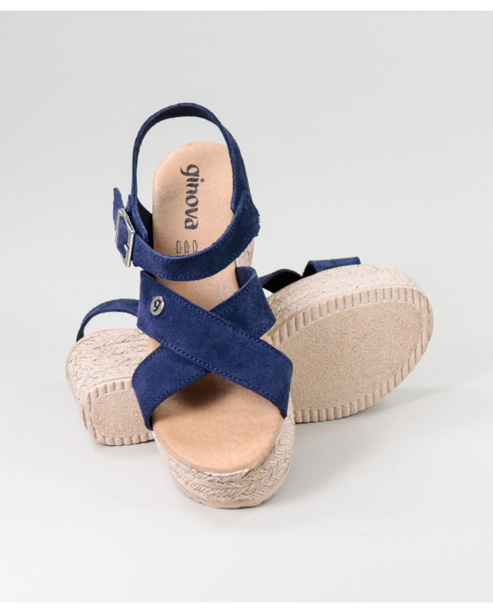 Blue Sandals by Mrs. Ginova de Tiras Cruzadas