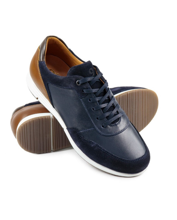 Blue Man Trainers with Details in Camurça Ginova