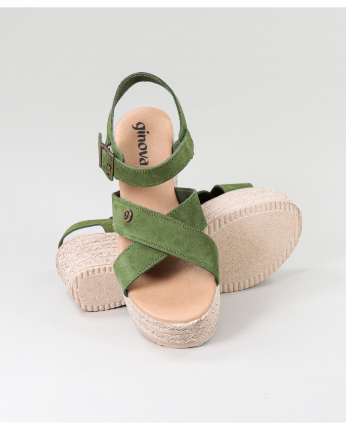 Green Sandals by Mrs. Ginova de Tiras Cruzadas