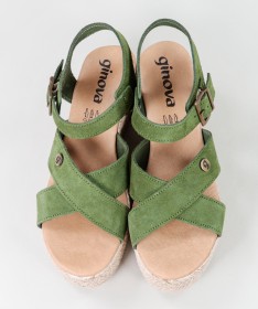 Sandálias Verdes de Senhora Ginova de Tiras Cruzadas