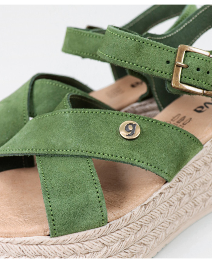 Green Sandals by Mrs. Ginova de Tiras Cruzadas