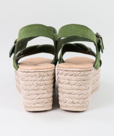 Sandálias Verdes de Senhora Ginova de Tiras Cruzadas