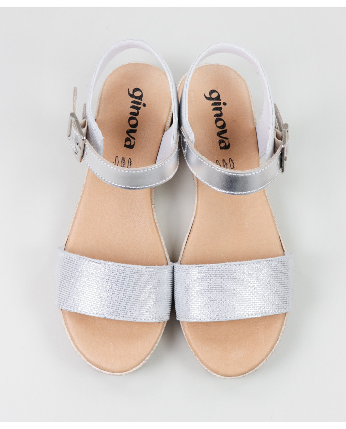 Silver sandals of Lady Ginova with Bright Finish