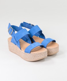 Sandálias Azuis de Senhora Ginova de Tiras Suaves