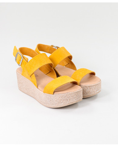 Sandálias Amarelas de Senhora Ginova de Tiras Suaves