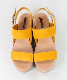 Sandálias Amarelas de Senhora Ginova de Tiras Suaves