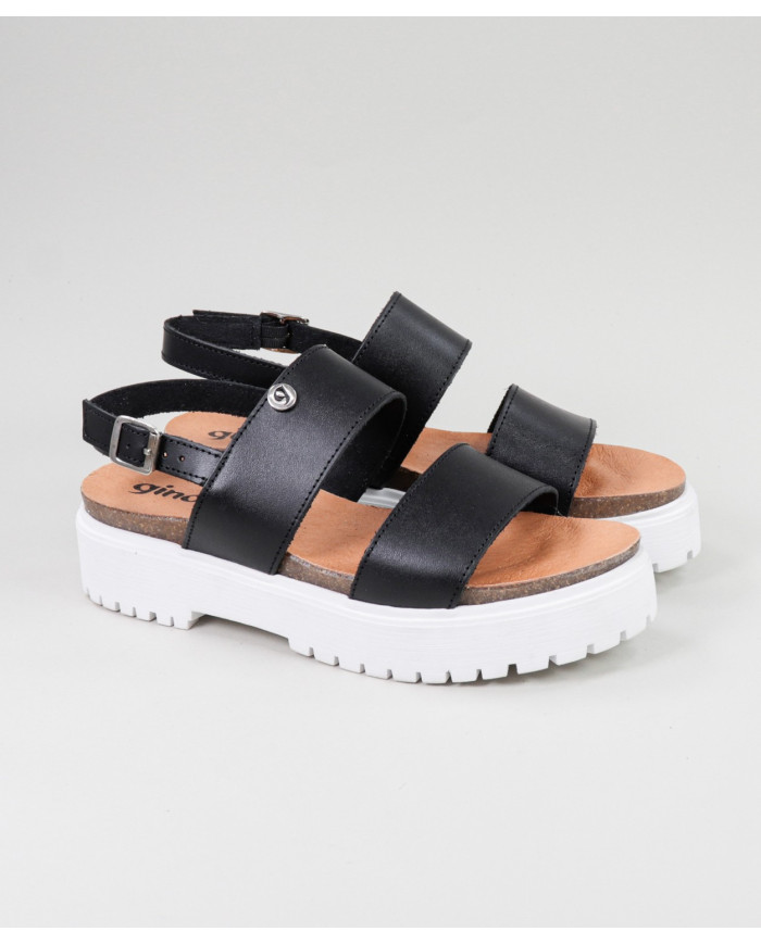Lady Ginova Black Sandals with Adjustable Strip