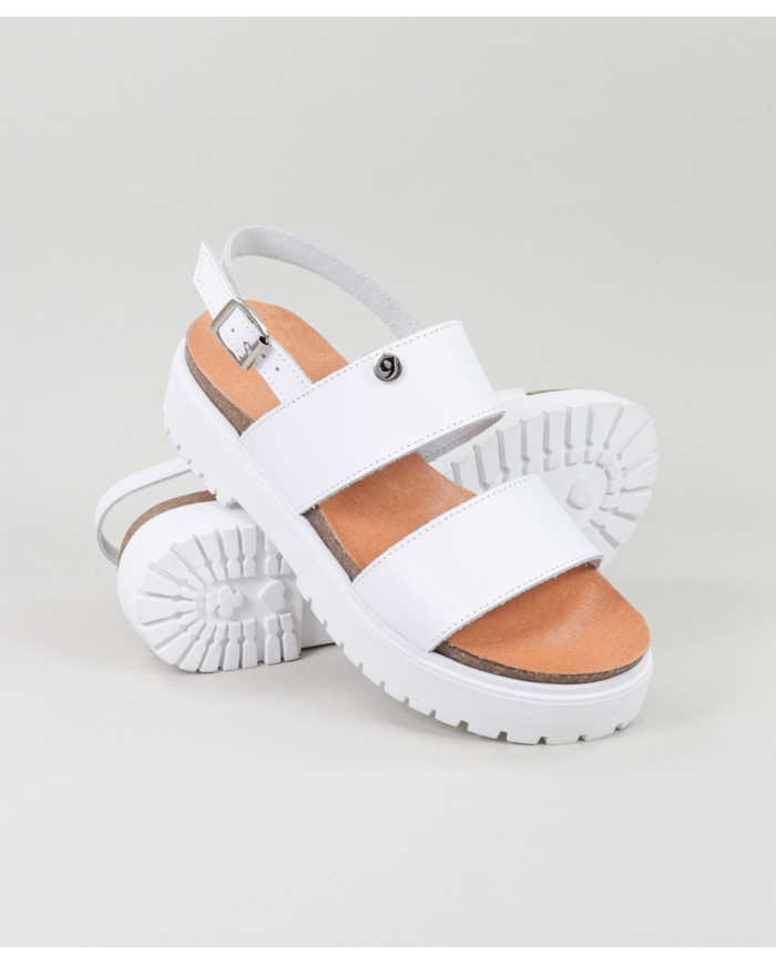 Lady Ginova White Sandals with Adjustable Strip