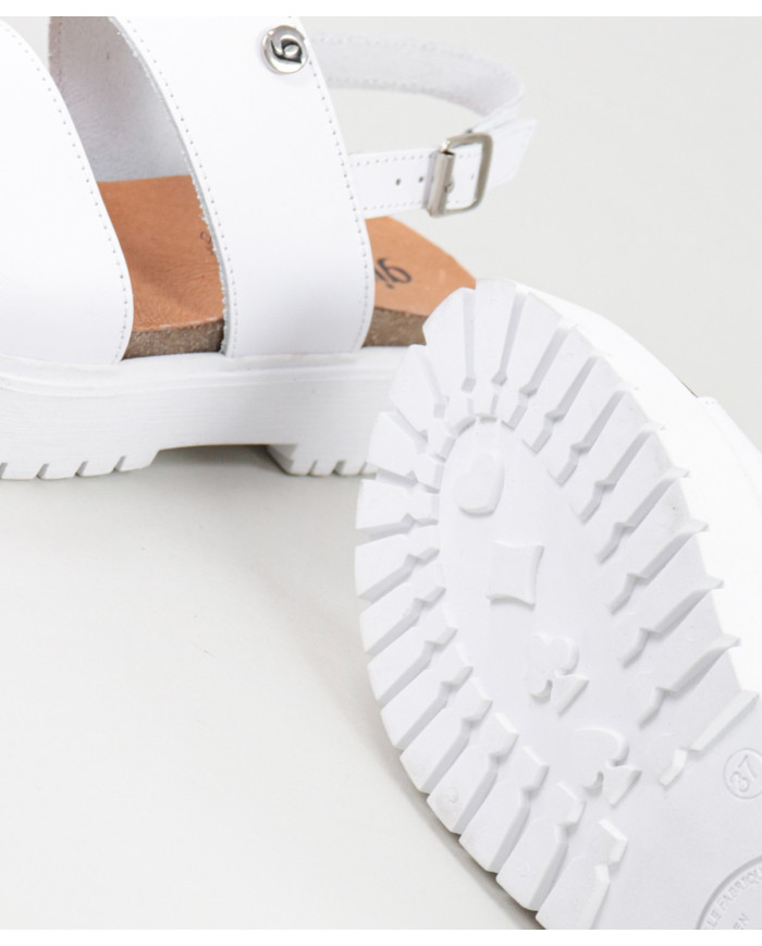 Lady Ginova White Sandals with Adjustable Strip