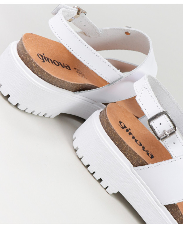 Lady Ginova White Sandals with Adjustable Strip