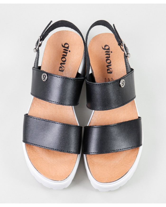 Lady Ginova Black Sandals with Adjustable Strip