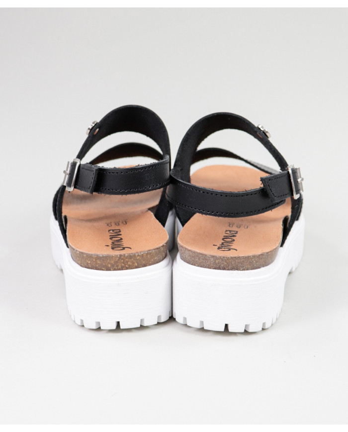 Lady Ginova Black Sandals with Adjustable Strip