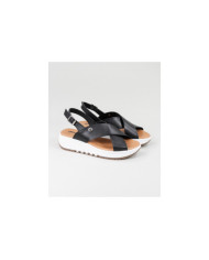 Black Sandals of Lady Ginova with Rubber Sole