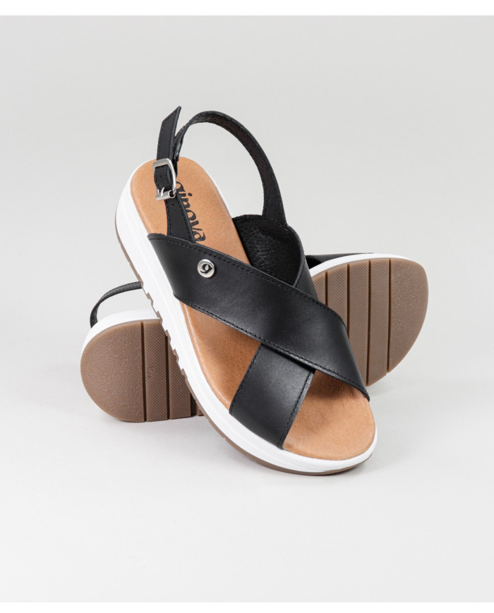 Black Sandals of Lady Ginova with Rubber Sole