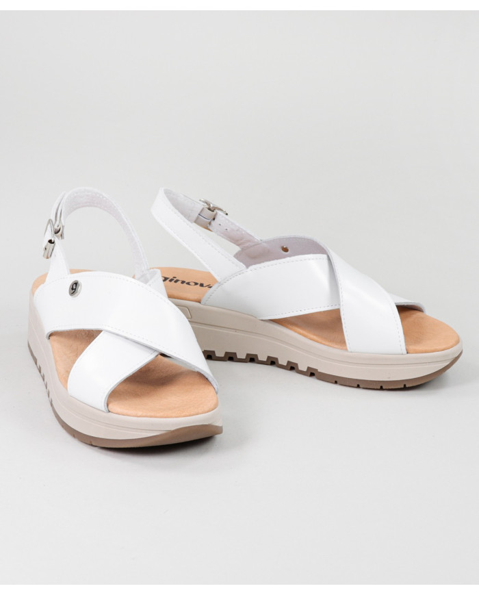 Sandálias Brancas de Senhora Ginova com Sola de Borracha