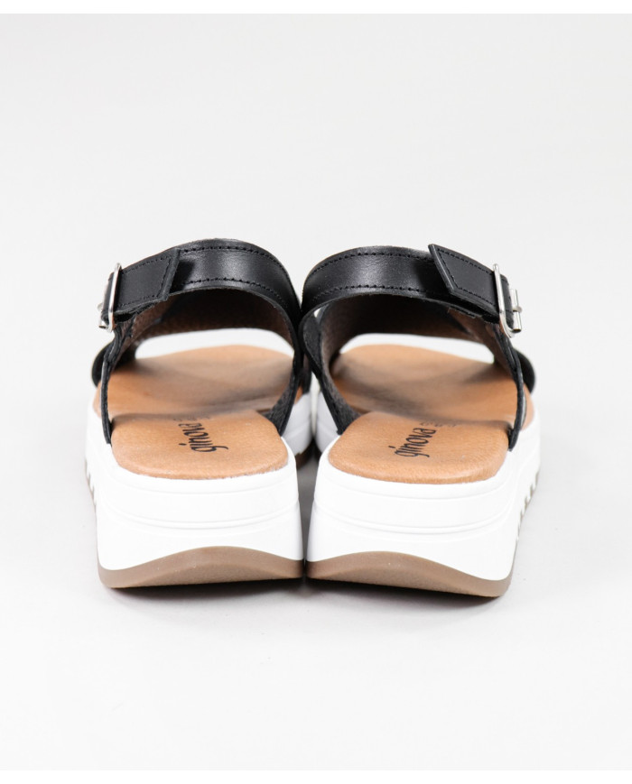 Black Sandals of Lady Ginova with Rubber Sole