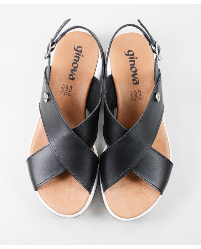 Black Sandals of Lady Ginova with Rubber Sole