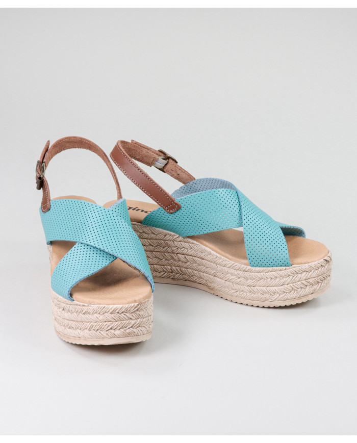 Green Sandals Lady Ginova Water with Strips Perforated