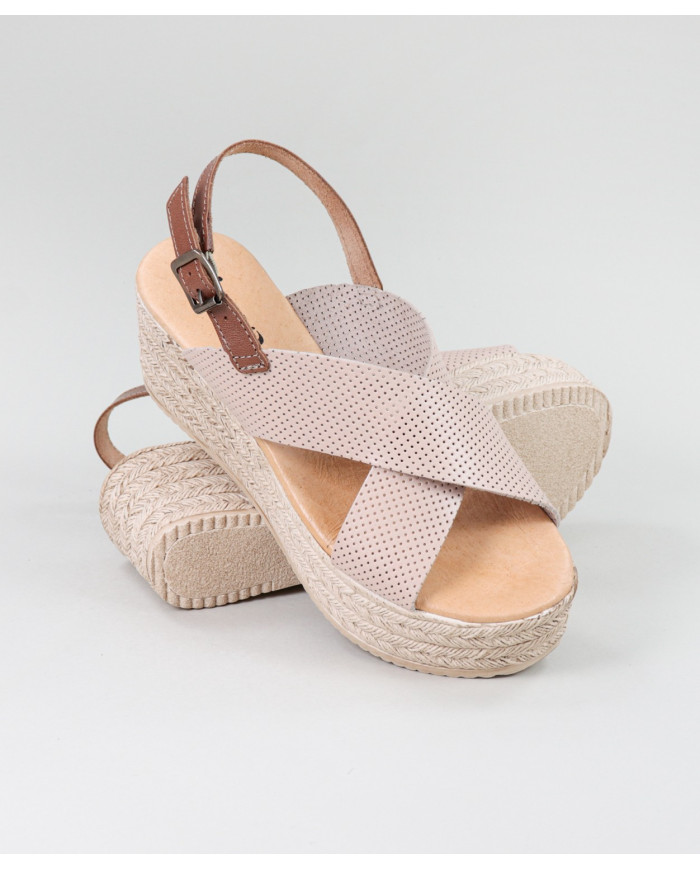 Rosa de Senhora Ginova sandals with Perforated Strips