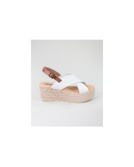 White Sandals by Mrs. Ginova with Perforated Strips